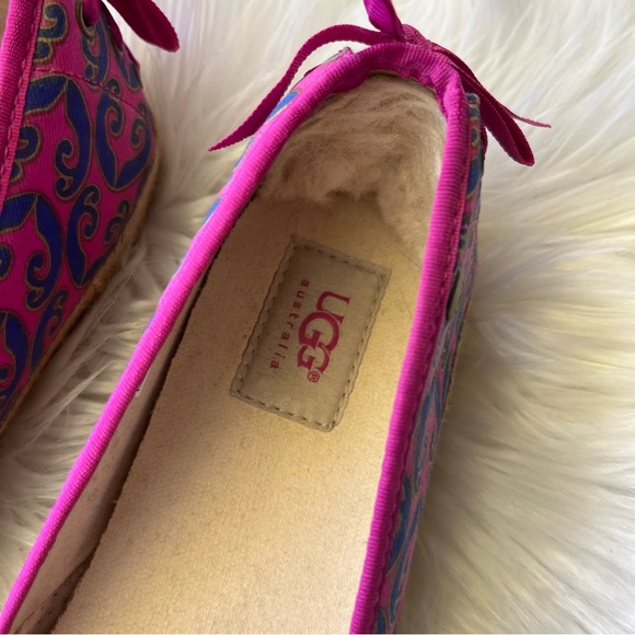 UGG Pink and Blue Printed Slip On Flat Shoes - Picture 4 of 6